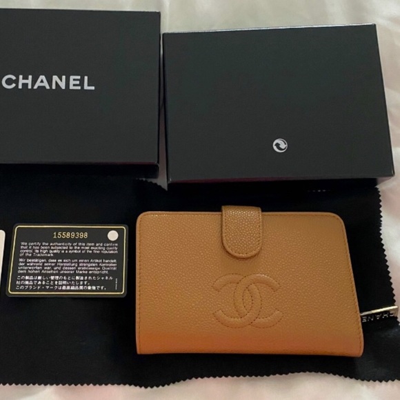 Chanel L-zip CC Leather Pocket Wallet Dark Beige - Picture 12 of 16